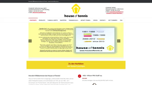 Website Screenshot: House of Tennis Peter Lehrner GmbH - House of Tennis - Tennis Produkte & Dienstleistungen - Date: 2023-06-22 15:12:39