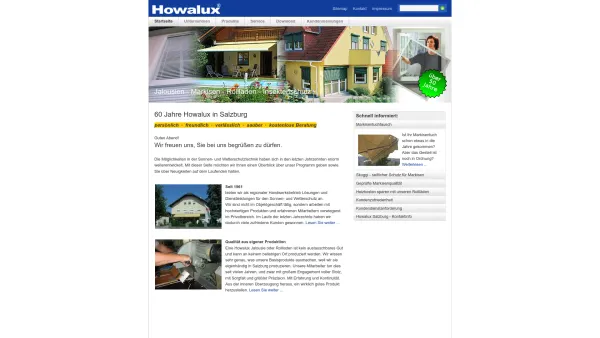 Website Screenshot: Howalux Jalousien Markisen und Rollladenbau - Howalux Salzburg - Howalux GmbH - Jalousien-, Markisen- und Rollladenbau - Date: 2023-06-22 15:12:39