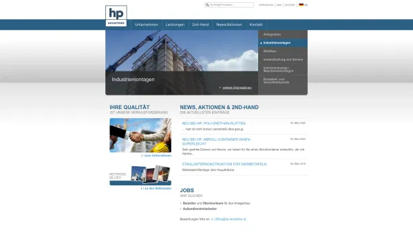 Website Screenshot: HP Industrieservice und Handels GmbH - hp INDUSTRIES - Date: 2023-06-22 15:12:39