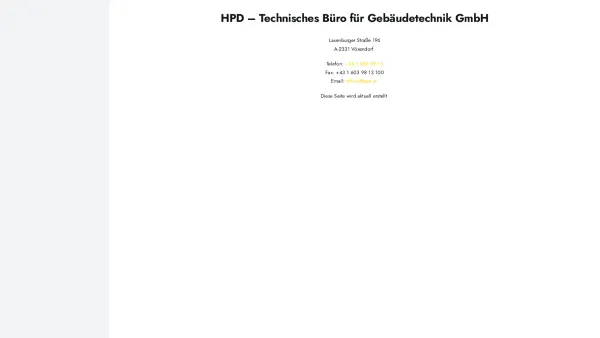 Website Screenshot: HPD Planungsdienst, Technisches Büro für Gebäudetechnik GmbH - Home - HPD - Technisches Büro für Gebäudetechnik GmbH - Date: 2023-06-22 15:12:39