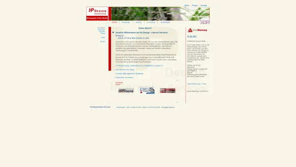 Website Screenshot: HerzlichHp Design Internet Services - Herzlich Willkommen - Hp Design - Internet Services - Werbeagentur & Neue Medien - Date: 2023-06-22 15:14:11