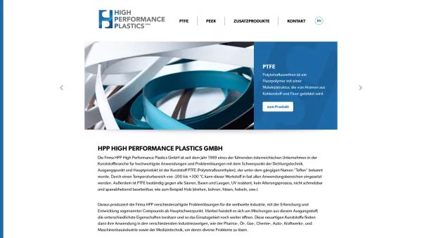 Website Screenshot: Die Firma HPP HUBER ist einer der größten Produzenten von TEFLON Halbzeugen in Europa und Zulieferer für DICHTUNGEN verschiedenste - HPP High Performance Plastics GmbH - Kirchdorf in Tirol - Date: 2023-06-22 15:14:11