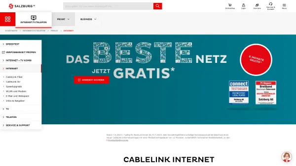 Website Screenshot: Hauptschule Hallein Salzburger Bildungsnetz - Salzburg AG Internet CableLink - Tarife & Verfügbarkeit - Date: 2023-06-22 15:14:11