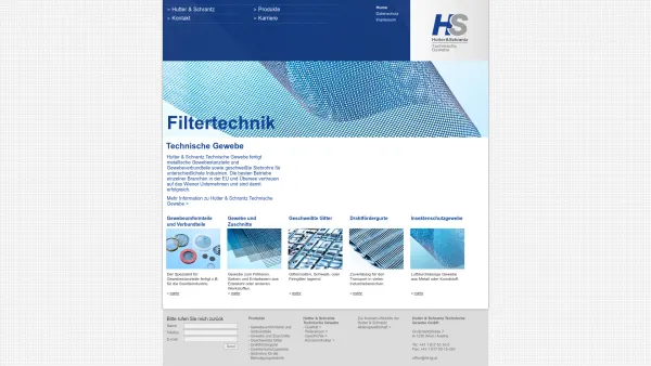 Website Screenshot: Wilkommen bei HUTTER SCHRANTZ Technische Gewebe GmbH - Technische Gewebe von Hutter & Schrantz - - Date: 2023-06-22 15:14:11