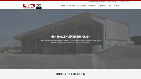 Website Screenshot: HSH Anton Hanzl Ihr Partner in Sachen Hallenbau Schlosserei Stahlbau Service Beratung - HSH Hallenvertrieb GmbH - Date: 2023-06-22 15:14:11