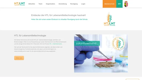 Website Screenshot: HTL für Lebensmitteltechnologie-Getreidewirtschaft und Biotechnologie, Wels OÖ - Home – HTL für Lebensmitteltechnologie - Date: 2023-06-15 16:02:34