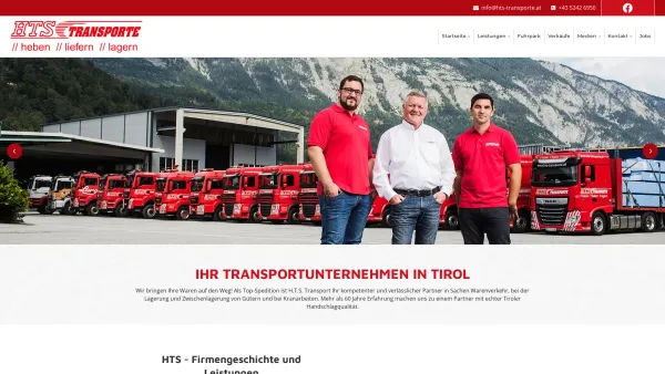 Website Screenshot: H.T.S. Transport Gesellschaft m.b.H. Co. HTS Transporte Austria - Transportunternehmen in Tirol - Date: 2023-06-22 15:14:08