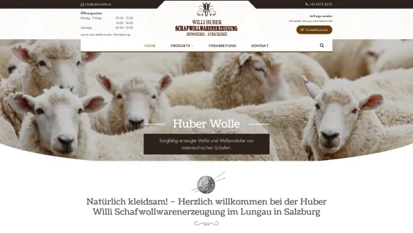 Website Screenshot: Huber-Wolle.at Schafwollwarenerzeugung Salzburg Mariapfarr - Schafswolle und Wollprodukte im Lungau in Salzburg - Willi Huber Schafwollwarenerzeugung - Date: 2023-06-14 10:40:47