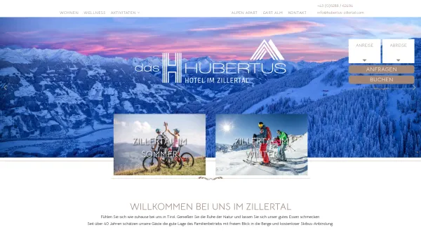 Website Screenshot: Hotel Hubertus - Hubertus Zillertal - Home - Date: 2023-06-14 10:40:44