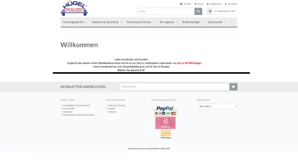 Website Screenshot: Hügel Power G.m.b.H. - Ihr Fitnessgeräte Partner in Österreich! - Date: 2023-06-15 16:02:34