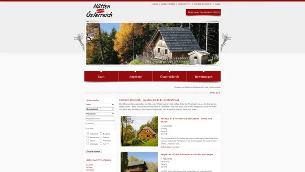 Website Screenshot: Hütten Österreich - Chalets und Hütten in Österreich für den Urlaub mieten - Date: 2023-06-15 16:02:34