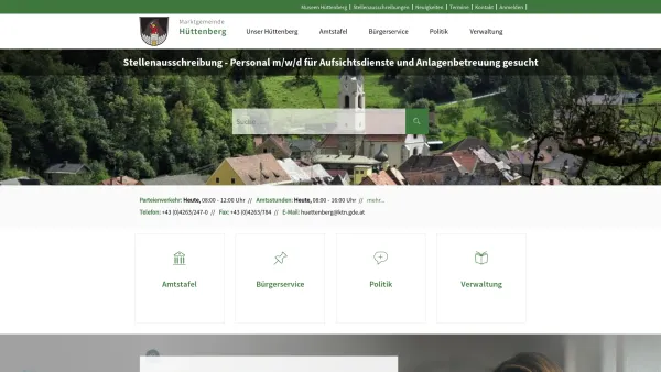 Website Screenshot: Marktgemeindeamt Hüttenberg - Marktgemeinde Hüttenberg - Geko digital - Date: 2023-06-22 15:12:42