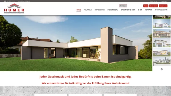 Website Screenshot: Baumeister Humer GmbH - Baumeister Humer GmbH - Baumeister Zimmermeister Baumarkt - Date: 2023-06-22 15:12:42