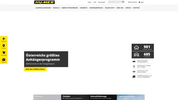 Website Screenshot: Humer Anhänger, Tieflader, Verkaufsfahrzeuge GmbH - HUMER Anhänger | Anhänger, Tieflader, Verkaufsfahrzeuge - Date: 2023-06-22 15:12:42