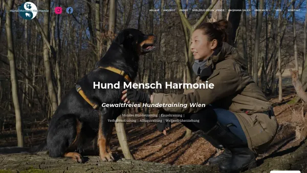Website Screenshot: Hundeschule Hund Mensch Harmonie - Hund Mensch Harmonie - Gewaltfreies Hundetraining 1140 Wien - Date: 2023-06-22 15:16:32