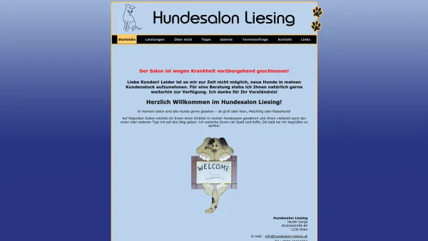 Website Screenshot: Hundesalon Liesing - Willkommen im Hundesalon Liesing! - Date: 2023-06-14 10:40:46