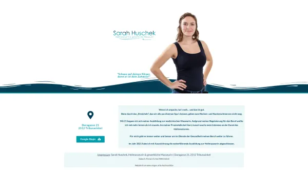 Website Screenshot: Detektivkanzlei Huschek im Bezirk Baden bei Wien - Sarah Huschek – Heilmasseurin und gewerbliche Masseurin - Date: 2023-06-22 15:16:33