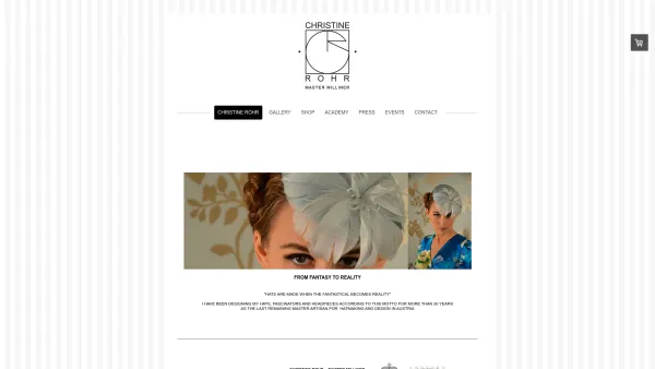 Website Screenshot: Atelier Christine Christine Rohr - Modell-Hüte aus Graz - Modellmodistin - Hüte für jeden Anlass - Christine Rohr - Master Milliner - Date: 2023-06-22 15:16:33