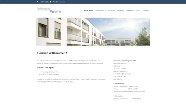 Website Screenshot: Immobilienverwaltung Wieser KEG - Willkommen - Immobilienverwaltung Wieser KG - Date: 2023-06-22 15:16:05