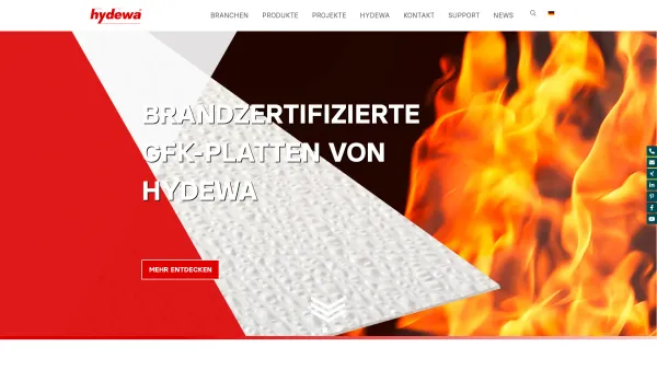 Website Screenshot: Hydewa Glasbordimporteur Europa - hydewa - Ihr kompetenter Partner für Decken- und Wandsysteme. - Date: 2023-06-22 15:12:45