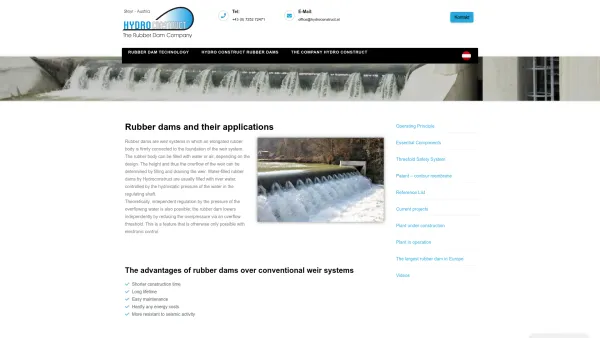 Website Screenshot: HYDRO-CONSTRUCT Unternehmen für Wasser und Energietechnik Gesellschaft Hydroconstruct Schlauchwehre Rubber dam - Rubber dams and their applications - Hydro Construct - Date: 2023-06-22 15:12:45