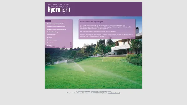 Website Screenshot: Hydrolight Bewässerungsanlagen und Gartenbeleuchtung - Bewässerung, Gartenbewässerung, Bewässerungsanlagen und Gartenbeleuchtung - Hydrolight - Date: 2023-06-22 15:12:45