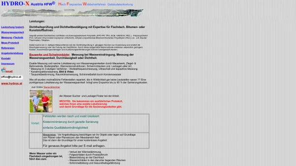 Website Screenshot: HydroX Leckortung in Gebäuden, Tiefgaragen, Pool, Flachdach, undichte Kellerwannen (Haarrisse-Fugenbänder) Kondenswasser - hydrox.at - Date: 2023-06-14 10:40:46