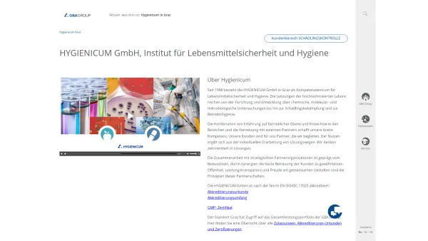 Website Screenshot: Hygienicum Institut für Mikrobiologie und Hygiene-Consulting GmbH; - Hygienicum in Graz | GBA Group - Date: 2023-06-22 15:12:45