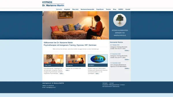 Website Screenshot: Martin Marianne StartSeite - Psychotherapie, Hypnose, Autogenes Training Dr. Marianne Martin, Wien - Date: 2023-06-14 10:40:47