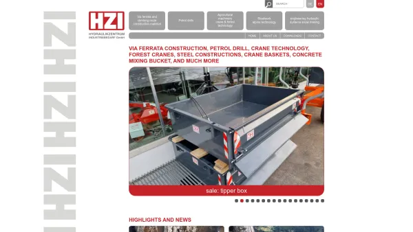 Website Screenshot: HZI Hydraulikzentrum Industriebedarf GmbH - Homepage - Hydraulik Zentrum Industriebedarf, Arzl im Pitztal, Tirol - Date: 2023-06-22 15:12:45