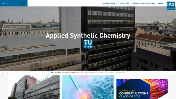 Website Screenshot: Institute of Applied Synthetic Chemistry Vienna University of Technology - IAS - Date: 2023-06-22 15:12:45