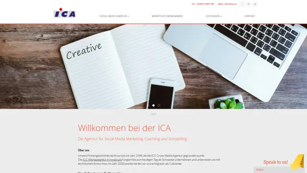 Website Screenshot: ICA TelekommunikationsgmbH & CoKG - Social Media Agentur, Marketing und Storytelling in Innsbruck, Tirol - ICA - Date: 2023-06-14 16:36:15