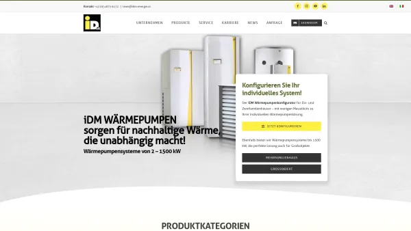 Website Screenshot: IDM-Energiesysteme GmbH - Wärmepumpen/Wärmepumpentechnik - iDM Energiesysteme GmbH - Date: 2023-06-22 15:14:16