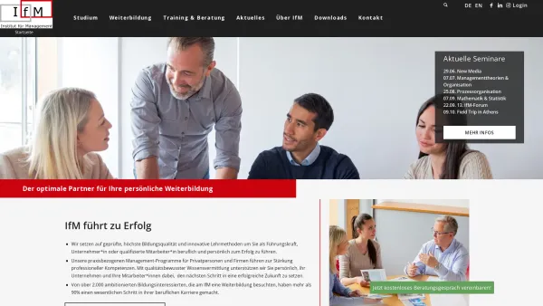 Website Screenshot: IfM Institut für Management - IfM - Institut für Management | Weiterbildung für Führungskräfte - Date: 2023-06-22 15:12:48