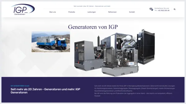 Website Screenshot: IGP Generatoren GmbH, Notstromaggregate, Dieselgeneratoren, Blockheizkraftwerke, Mietgeneratoren, Gasgeneratoren - Notstromgeneratoren & Notstromaggregate IGP Generatoren NÖ - Date: 2023-06-22 15:12:48