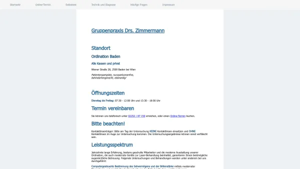 Website Screenshot: Ordination Kontaktlinseninstitut Augenarzt Dr. Zimmermann - Augenfacharzt - Date: 2023-06-14 10:40:49