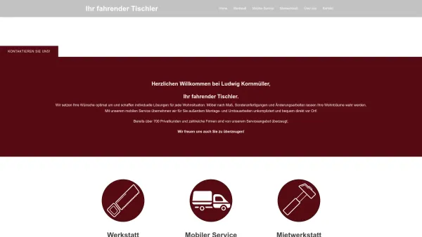 Website Screenshot: Tischlerei Kornmüller - Ludwig Kornmüller - Ihr fahrender Tischler - Date: 2023-06-22 15:12:48