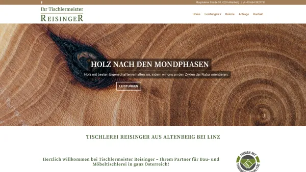 Website Screenshot: Tischlerei Reisinger Adalbert - Home - Tischlermeister Reisinger Altenberg - Date: 2023-06-14 10:40:49