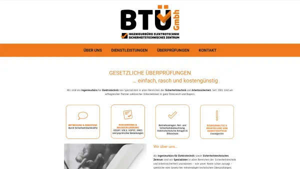 Website Screenshot: Büro für technische Überprüfungen GmbH - Ihre Spezialisten für Sicherheitstechnik & Arbeitssicherheit | BTÜ GmbH - Date: 2023-06-15 16:02:34