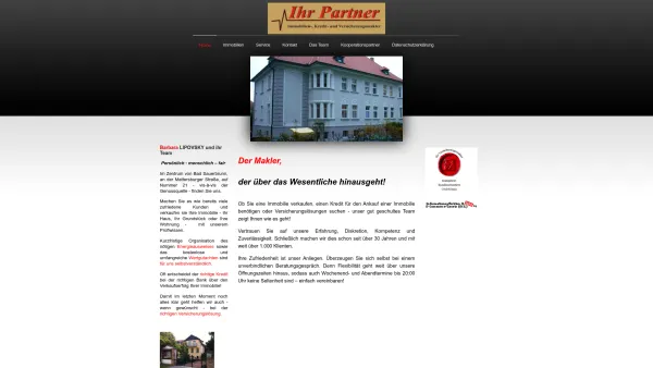 Website Screenshot: IHR PARTNER Barbara Lipovsky - Ihr Partner - Immobilien, Kredit- und Versicherungsmakler - Home - Date: 2023-06-22 15:12:48