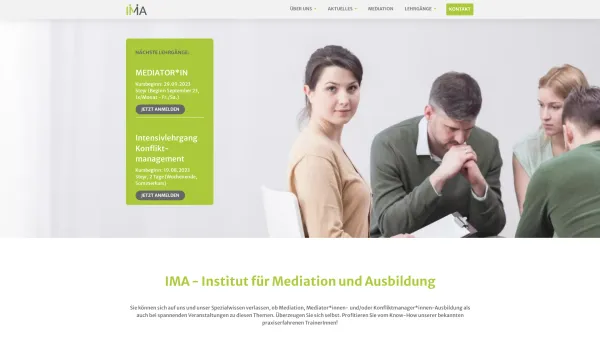 Website Screenshot: IMA Institut für Mediation und Ausbildung - Institut für Mediation und Ausbildung | IMA - Date: 2023-06-15 16:02:34