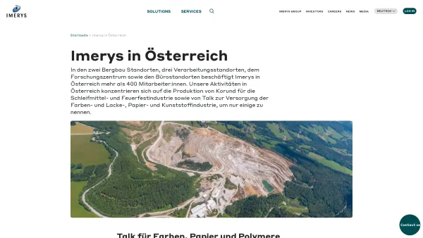 Website Screenshot: Imerys Talc Austria GmbH - Imerys in Österreich | Imerys - Date: 2023-06-22 15:21:21