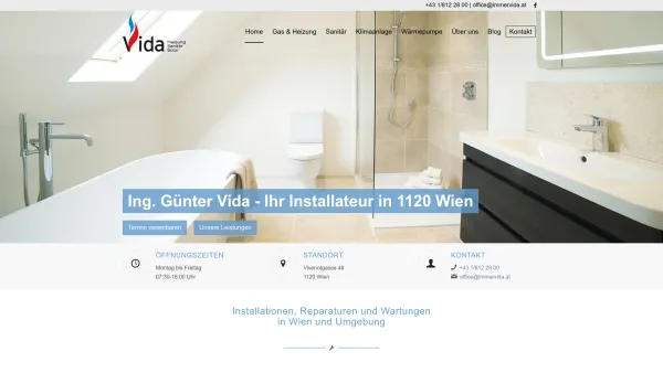 Website Screenshot: Ing. Günter Vida - Installateur Ing. Günter VIDA in 1120 Wien - Gas, Sanitär, Heizung - Date: 2023-06-22 15:12:50