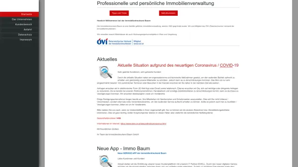 Website Screenshot: Immobilientreuhand Baum - Immobilientreuhand Baum - Startseite - Date: 2023-06-14 10:40:49