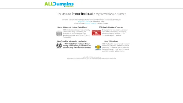 Website Screenshot: Immo-Finder.at - Domain immo-finder.at registered at alldomains.hosting - Date: 2023-06-22 15:12:50