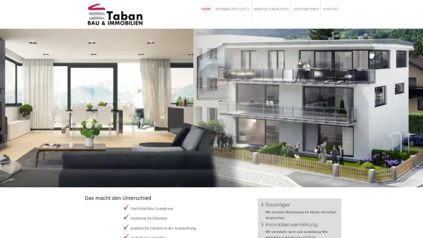 Website Screenshot: Bau & Immobilien Taban GmbH - HOME - Bauträger & Immobilien Taban - Date: 2023-06-22 15:12:51