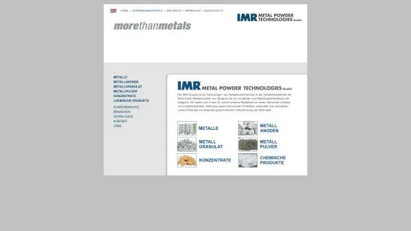 Website Screenshot: imr-metalle.com - IMR Metal Powder Home - Date: 2023-06-22 15:14:20