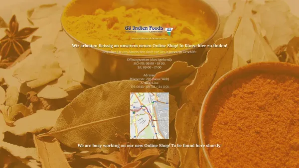 Website Screenshot: GS Indien Foods Indische, Afrikanische, Philippinische, Asiatische und Lateinamerikanische Lebensmittel - Coming Soon - indische-lebensmittel.at - Date: 2023-06-22 15:14:20
