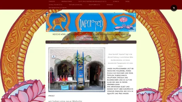 Website Screenshot: Imported - Startseite - Indische Möbel & mehr / Salzburg - Date: 2023-06-22 15:14:20