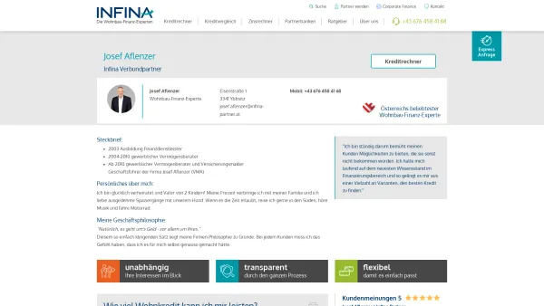 Website Screenshot: Josef Aflenzer | Infina Partner - Josef Aflenzer - Date: 2023-06-26 10:26:24